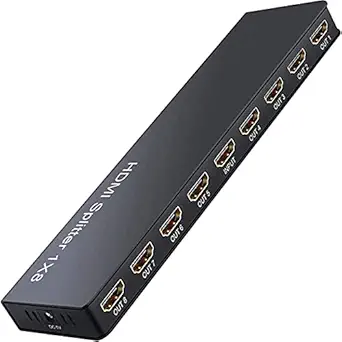 Improvhome 1x8 HDMI Splitter, Out Audio Video HDMI 1.4V Splitter, 4k 8 Port HDMI Splitter Support 4K/2K 30Hz 1080P 3D for Xbox PS3 PS4 PS5 Blu-Ray Player DVD HDTV