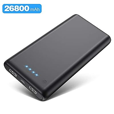 Kilponen Batterie Externe Grosse Capacité 26800mAh, Power Bank Charge Rapide avec 2 Ports USB Sortie Max 2.1A, Chargeur Batterie Portable Affichage 4 LED Ultra-Compact pour Téléphone Portable,Tablette