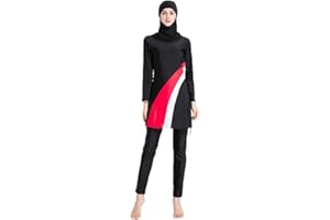 SUYUKU Muslimischer Badeanzug für Damen 3-teilige Muslimische Bademode Hijab Anzug Frauen islamischer Badeanzug Langarm Schwimmen Burkini Kostüm UV-Schutz Bademode Anzug S - 6XL