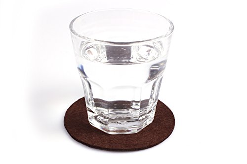10er Set Glasuntersetzer rund aus Filz in braun (+ weitere Farben) Ø 10cm, Filzuntersetzer edel und elegant für Gläser, Bar und Tisch, auch als Getränkeuntersetzer geeignet - 3