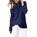 Produktbild Kingko® Damen Strickjacke Rollkragen Gefüttert Cardigan Zopfmuster Hoodies Rundhals Langarm Loose Mode Freizeit Warmer Sweater Sweatshirt Oberteile Stricken Pullover (XL, Marine)