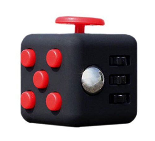 JuYi Fidget toy Cube Relieves Stress And Anxiety for Children and Adults (Black Red)