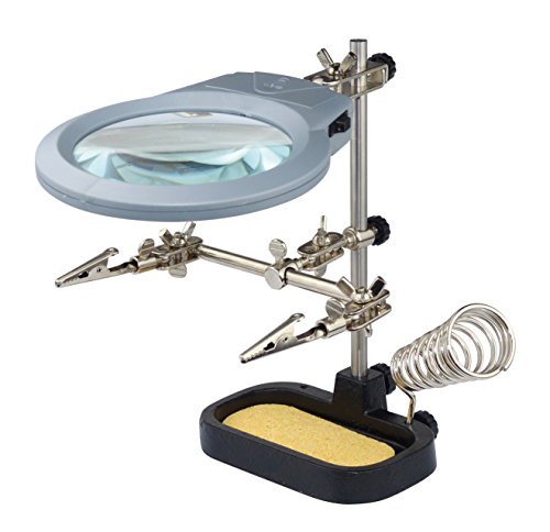 Sintron - Soporte con altura regulable y lupa con luz led inclinable