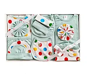 My Tiny Wear 14 Pieces Full Sleeves New Born Baby/Infant Gift Set for Boy & Girl (0-3 Months) (Green)