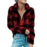 iHENGH Neujahrs Karnevalsaktion 2018 Damen Jacke Dicker Warm Bequem Slim Parka Frauen Mantel Gitter WinterLässig Stilvoll warme Wolle Reißverschluss Herbst Baumwolle Bluse Coat(S,Rot)