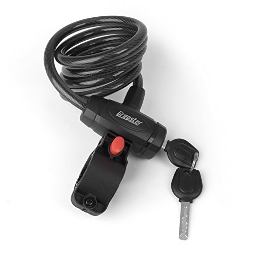 Gregster Fahrradschloss, Spiralkabelschloss fürs Fahrrad mit einer Länge von 150 cm, inkl. Halterung und zwei Schlüsseln, Schloss ist flexibel anbringbar, schwarz - 2