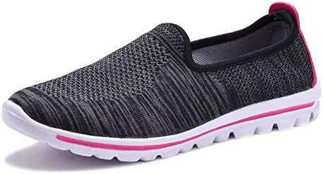 COODO CD8007 Women's Lightweight Slip-on Fashion Sneakers Casual Easy Walk Shoes BLACK/FUCH-6.5
