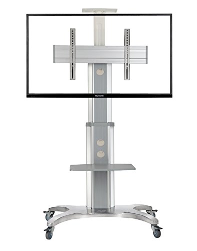 AVF1500-60-1P TV Standfuss, Trolley, TV Wagen, Ständer. mobil mit feststellbaren Rädern, Alu