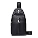 Produktbild Klein Echt Leder Sling Bag Herren Schwarz Rindleder Schulter Tasche Rucksack Männer Schultertasche Brusttasche Wasserresistent Umhängetasche für Wandern Arbeiten Geschäft Radfahren Reise Freizeit