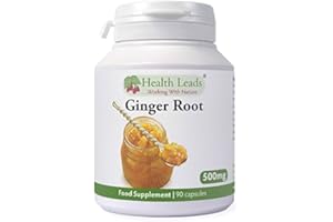 HEALTH LEADS ...WORKING WITH NATURE Natural Ginger Root Powdered 500mg x 90 Capsules, No GMO, No Fillers or Magnesium Stearate, for Vegans and Vegetarians, Made in Wales by Health Leads .Working With Nature