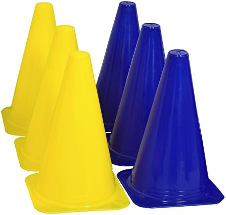 Grazzo Strong Durable Marker Cones 9 Inches Training Practice Blue-Yellow 6 Spot markers