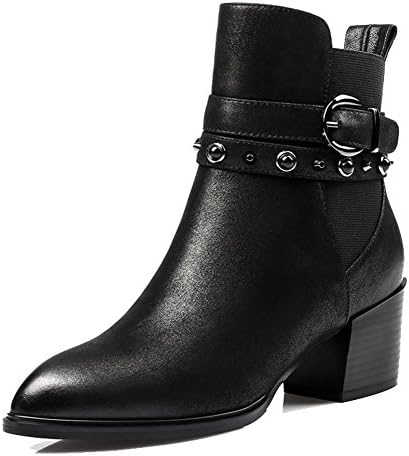 women high heel leather boots. inside plush rivet buckle side zipper shoes. black army green. size 34-42 . 2 . 38