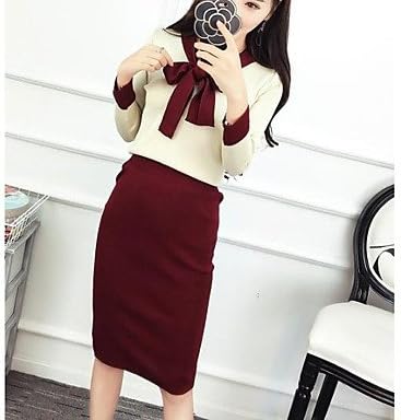 DESY Sign Sets 2016 Dongkuan Korean version of the new women's bow sweater skirt two woman , navy blue , m