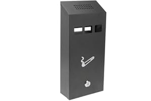 Homespired® Outdoor Ash Bin, Smoking Cigarette Bin, Ashtray Solid Steel Heavy Duty Scratch Resistant, Powder Coated in Black, Cylinder Lock with 2 Keys (14.7 x 32.3 x 6.0 cm)