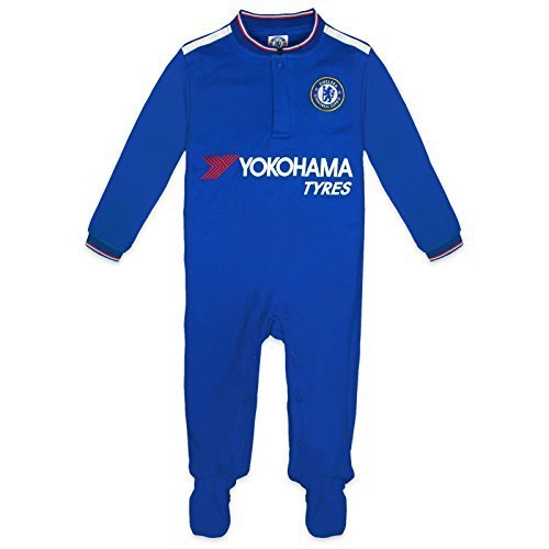 Chelsea FC Official Football Gift Home Kit Baby Sleepsuit Blue 3-6 Months