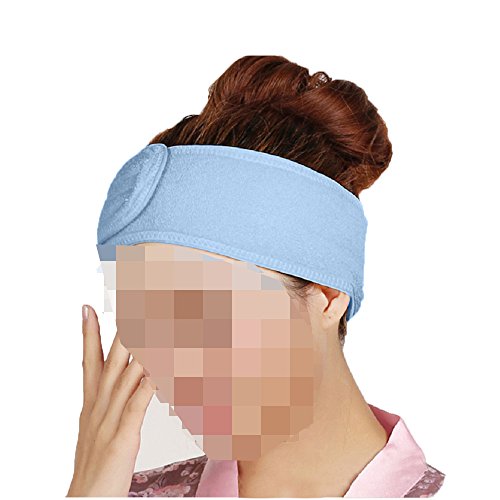 SelfTek Wash Face Headband Spa Bathing Make Up Cosmetic Elastic Adjustable Hair Band Blue
