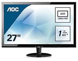 AOC Q2778VQE 68,6 cm (27 Zoll) Monitor (VGA, DVI, HDMI, DisplayPort, 2560 x 1440, 60 Hz, 1ms Reaktionszeit) schwarz