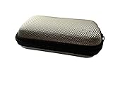 NEW Large Silver Rectangle Double Hearing Aid Round Domed Zipped Storage Hard Carry Case Holder For 2 Hearing Aids