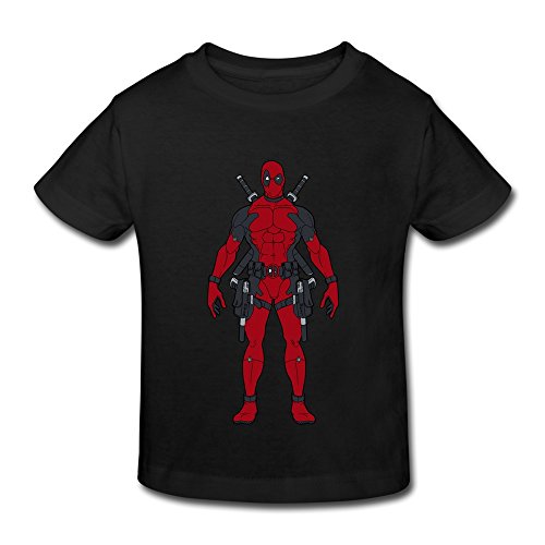 Age 5-6 Toddler Kids Little Boy's Girl's Deadpool Logo T Shirt Black