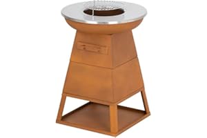 BALI OUTDOORS Braséro Plancha Rouillé en bois extérieur Cheminée Jardin