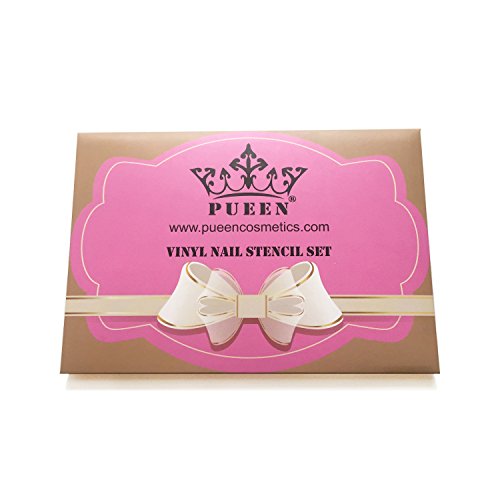 PUEEN Vinyl Nail Stencil Set - Pack of 8 sheets - Nail Art Designs French, Chevron & Swirls & A Lot More Fun Nail Tip Guides Stickers Decal-BH000459