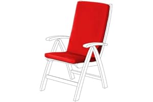 Gardenista Garden High Back Chair Seat Pad | Outdoor Indoor Seating Cushion | Water Resistant Material | Soft Durable and Comfy | Secure Ties | Foldable Lightweight and Easily Wipe Clean (Red)