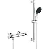 GROHE Precision Flow Termostatik Duş Bataryası ve Vitalio Start 110 S&uuml;rg&uuml;l&uuml; Duş Seti, 110mm 1 Akışlı El Duşu, 600mm S&uuml;rg&uuml;l&uuml; R