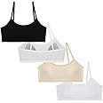 NALACAL Teen Girls' Training Bra, Seamless Cotton Cami Wireless Bras Elastic Thin Shoulder Straps, Soft, Comfortable and Breathability(4 Pack)