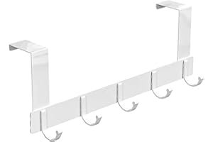 Alfresco Kleiderhaken Tür, Türhaken mit 5 Haken -Türgarderobe zum Einhängen, Tür garderobe, Tür Hakenleiste Innenseite, Geeignet für Schlafzimmer, Badezimmer, Arbeitszimmer usw, Weiß