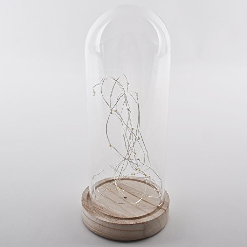 Glocke LED Deko Objekt Holz Glas natur klar Xmas Weihnachten Beleuchtung (24x12x12cm)