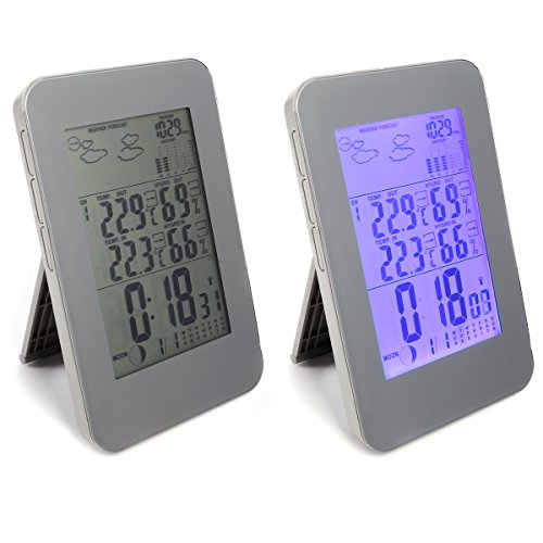 Digitale Funk Wetterstation mit Wettervorhersage Thermometer Thermo-Hygrometer Barometer Funkuhr inkl. Außensensor Funkuhr Wecker Innen Außen Temperatur - 3