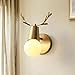 Produktbild All-Kupfer Nordic Wind Antler Wandleuchte Wohnzimmer Kinderzimmer Treppenlicht Einfache Hirschkopf Kreative Schlafzimmer Nachttischlampe Aristokratischen Stil Und Temperament