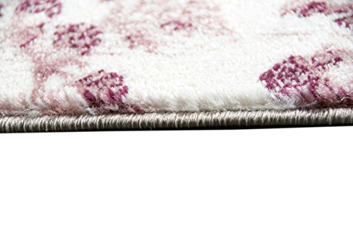 Edler Designer Teppich Moderner Teppich Wohnzimmer Teppich Patchwork Vintage Meliert Karo Muster in Lila Creme Grau Rosa Schwarz Größe 80×150 cm - 4
