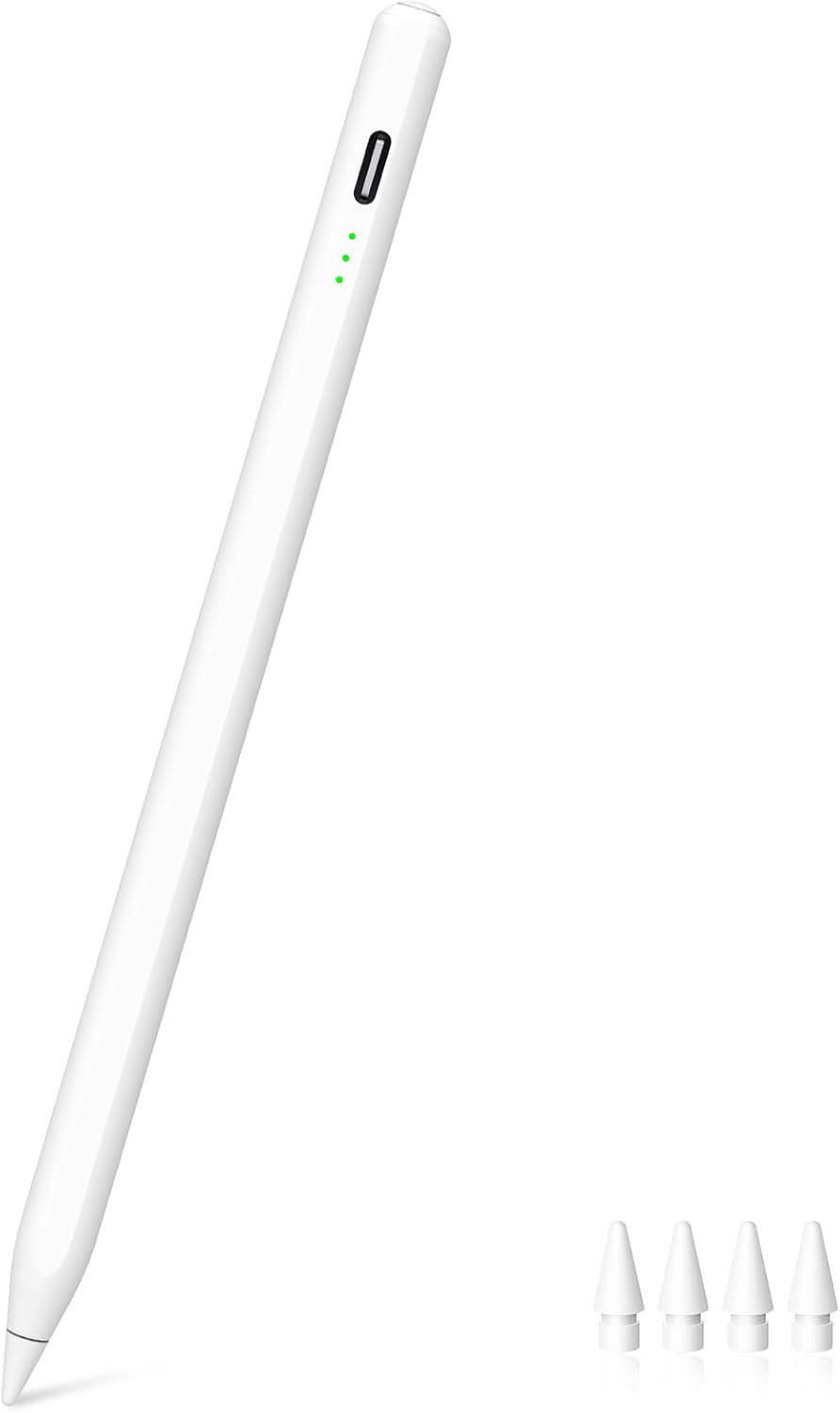 Stylus Pen for iPad (2018-2025) - 13 Minutes Fast Charging, Palm Rejection,Tilt Sensitivity, Compatible Apple iPad 11 A16/10/9/8/7/6th Gen, Pro 12.9/11/13 Inch M4, Air 3/4/5/M2/M3, Mini 5/6/7