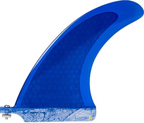 6" Fibreglass HexCore Classic Longboard Box Fin with Plate &amp; Screw Set - Blue