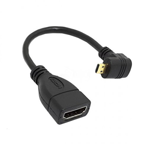 SYSTEM-S Micro HDMI aufwärts Winkel Winkelstecker 90° Gewinkelt zu HDMI Eingang Buchse Kabel 15 cm