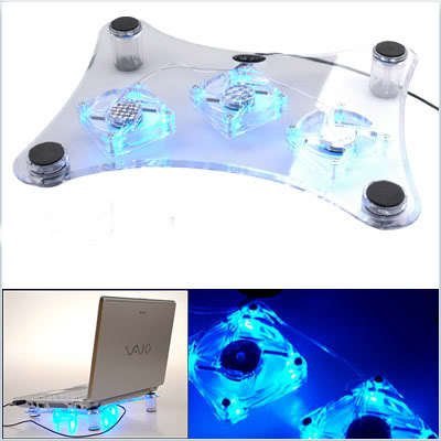 Techno USB CRYSTAL 3 LED Lüfter Kühler für Notebook, Notebooks, Xbox, PS3, PS2, 4 millimeter Dickes Acryl, Hochwertig.