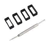 NICERIO 4pcs 22mm Gummi Ersatz Uhrenarmband Bügel Schleifen mit Uhr Werkzeug,Schwarz