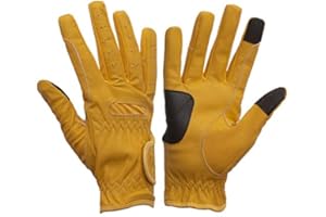 eGlove eQUEST GripPro - Leather Horse Riding Gloves - Hardwearing, Breathable and Grippy Real Leather - Synthetic Lycra comfort fit inserts - Touchscreen Gloves