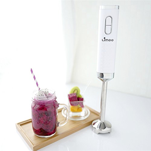 Limee Elektrischer Pürierstab, 750 W, Motor mit 2 Geschwindigkeitsstufen, zum Mixen, Zerkleinern und Pürieren – weiß - 8