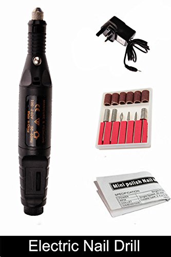 Best Nails Gift! Belle Mini Penshape Electric Nail Art Tool Manicure Drill File Machine with Sanding Bit 220V Black From UK-UK Plug