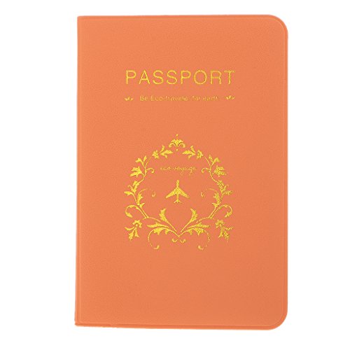 Protge-Passeport-Porte-organisateur-de-Cartes-en-PU-Cuir-Accessoires-de-Voyage-Orange