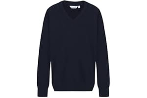 ZECO Unisex Kids Cotton Mix Knitted V Neck School Jumper (Kids: 3-13+ Years, Adults: XS to 3XL)
