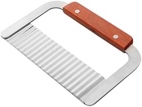 TianfuhengWavy Crinkle Cutting Tool Vegetable French Fry Slicer Stainless Steel Blade Wooden Handle Serrator Knife