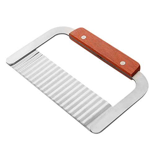 TianfuhengWavy Crinkle Cutting Tool Vegetable French Fry Slicer Stainless Steel Blade Wooden Handle Serrator Knife