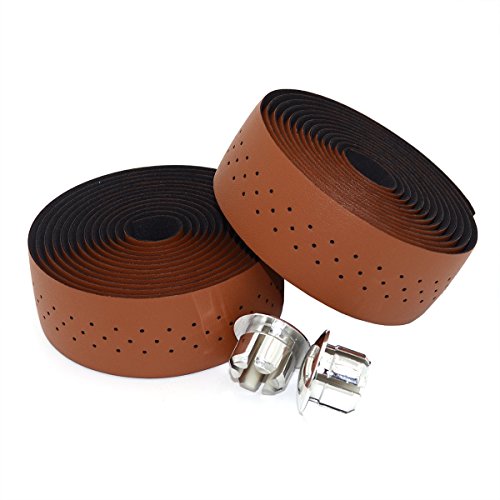 KINGOU Carbon Faser PU Leder Road Bike Lenkerband Bar Tapes – 2 pro Set