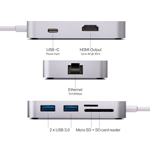 USB-C Multiport Adapter with HDMI output, USB3.0 ports –Space Gray [10/100Mbps Ethernet] (Compatible with Apple MacBook and MacBook Pro). Sold Directly by MINIX® Technology Limited. - 2