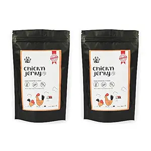 Dear Pet Chicken Jerky Premium Dog Treats, Fully Digestible Healthy Snack, Training Treat - Gluten Free - for Small, Medium, Large Dogs - Pack of 2 (100g Each)