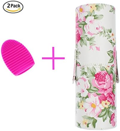 BAIRUN Large Professional Makeup Brush Cylinder Holder Portable Case with High Quality PU Leather &amp; 1PCS Free Brush Egg Ideal CleanerSet for Home or Travel