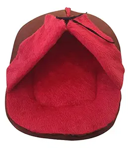 Mellifluous Medium Size Dog and Cat Pet Bed, Brown-Red